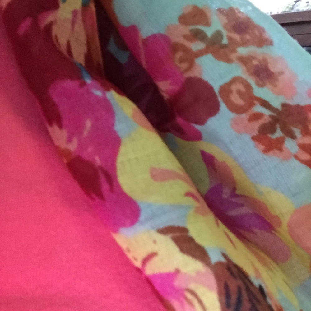 Colorful Infinity Scarf Flower design, Turquoise - Picture 4 of 5